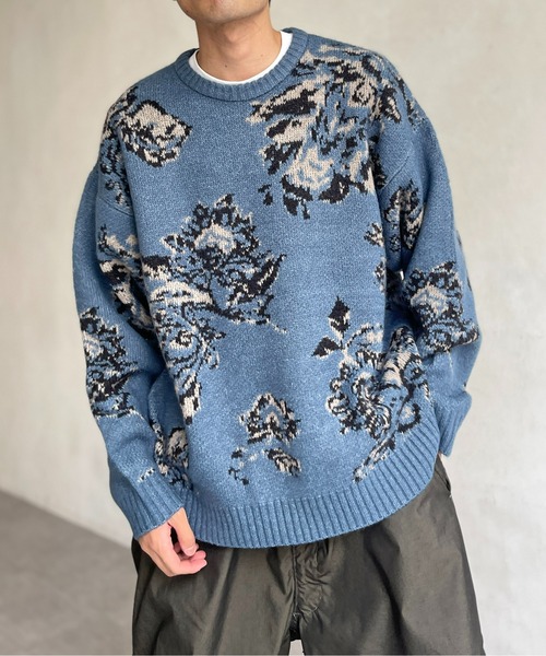 CPCM(シーピーシーエム)の「ジャガード総柄ニットプルオーバー(ニット/セーター・メンズ・ブルー/ブラック・MEDIUM/LARGE)」の2枚目の写真