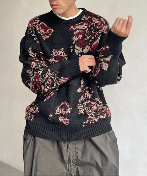 CPCM(シーピーシーエム)の「ジャガード総柄ニットプルオーバー(ニット/セーター・メンズ・ブルー/ブラック・MEDIUM/LARGE)」の7枚目の写真
