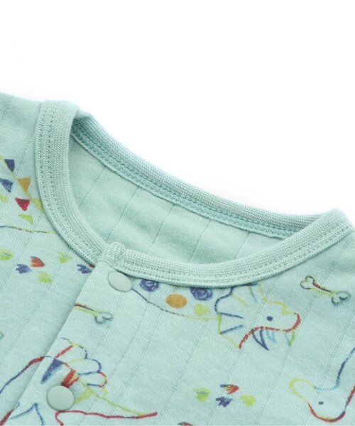 Ampersand（アンパサンド）の「恐竜柄ニットキルトカバーオール（ロンパース・キッズ・グリーン/キナリ・80/70/60）」の5枚目の写真