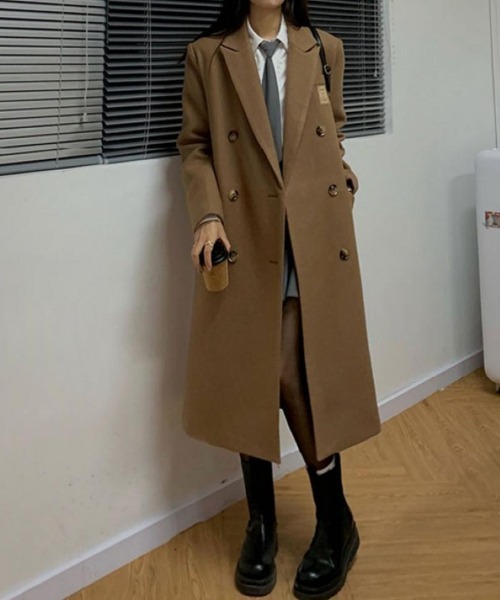 FREE STYLISTS(フリー スタイリスト)の「YUGA ダブルボタンチェスターコート(チェスターコート・レディース・ブラック/ブラウン・S/M/L/XL)」の8枚目の写真