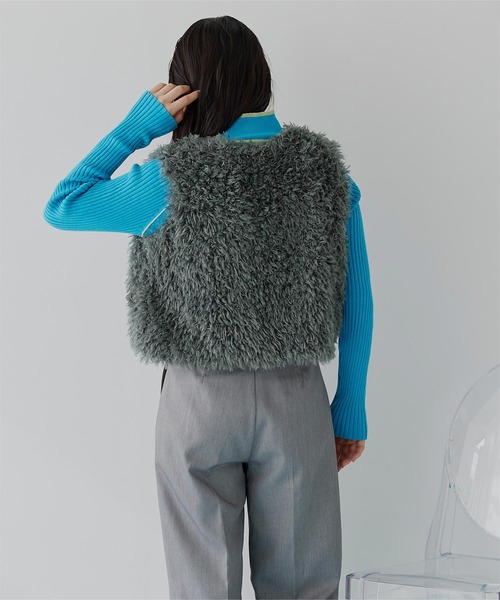 HEVE ヘイブ　ブラックフリンジVネックベスト ブラッシュフェザーVネックベスト 通販【ニッセン】