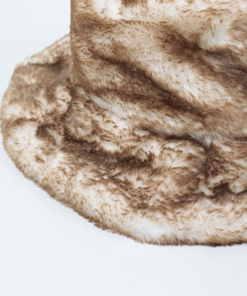 fredy emue（フレディエミュ）の「ミックスファーハット（ハット・レディース・ベージュ/ブラック・FREE）」の3枚目の写真