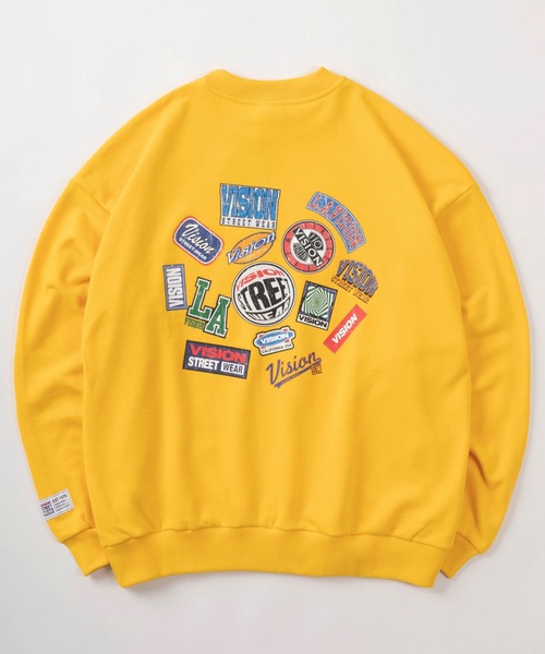 VISION STREET WEAR(ヴィジョンストリートウェア)の「【VISION STREET WEAR/ヴィジョンストリートウェア】バックプリント ランダム ステッカーデザイン クルーネック スウェット/ビッグシルエット/裏毛(スウェット・メンズ・ブラック/グレー/レッド/イエロー・M/L/XL)」の16枚目の写真