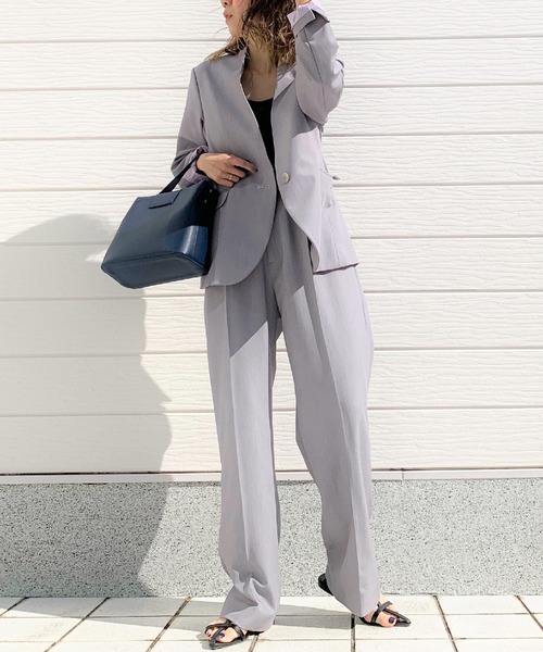 Q(キュー)の「ストレッチストレートパンツ(その他パンツ・レディース・ライトグレー/ブラック・MEDIUM)」の17枚目の写真