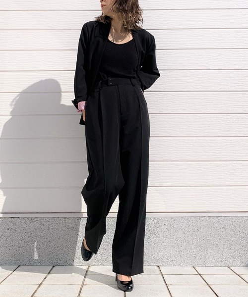 Q(キュー)の「ストレッチストレートパンツ(その他パンツ・レディース・ライトグレー/ブラック・MEDIUM)」の18枚目の写真