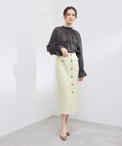 前後2WAYスタンドフリルシアーブラウス