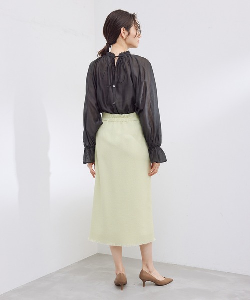 前後2WAYスタンドフリルシアーブラウス