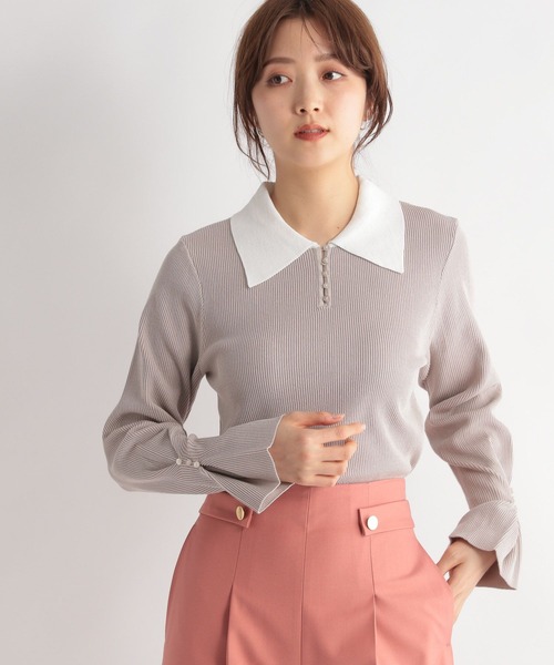 Andemiu（アンデミュウ）の「フロントボタンエリニット189574（ニット/セーター・レディース・ブルー/グレー/ブラック・FREE）」の4枚目の写真