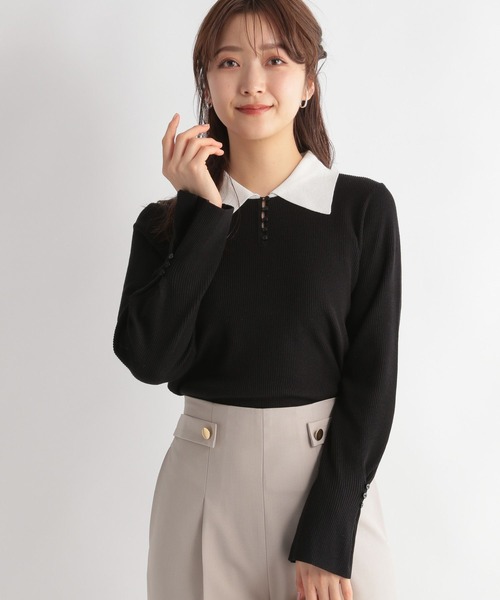 Andemiu（アンデミュウ）の「フロントボタンエリニット189574（ニット/セーター・レディース・ブルー/グレー/ブラック・FREE）」の5枚目の写真