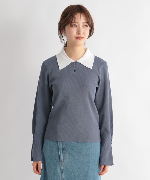 Andemiu（アンデミュウ）の「フロントボタンエリニット189574（ニット/セーター・レディース・ブルー/グレー/ブラック・FREE）」の10枚目の写真