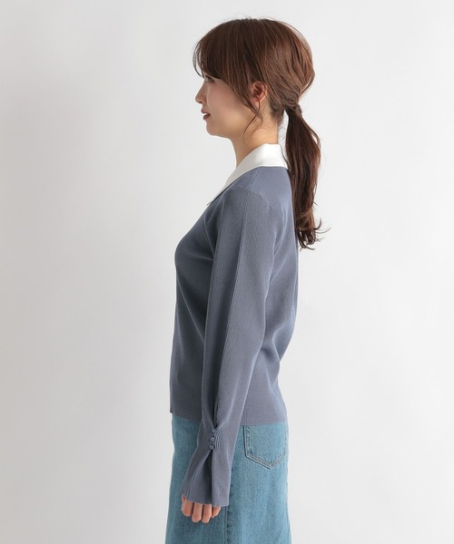 Andemiu（アンデミュウ）の「フロントボタンエリニット189574（ニット/セーター・レディース・ブルー/グレー/ブラック・FREE）」の11枚目の写真