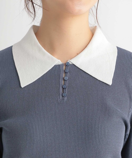 Andemiu（アンデミュウ）の「フロントボタンエリニット189574（ニット/セーター・レディース・ブルー/グレー/ブラック・FREE）」の14枚目の写真