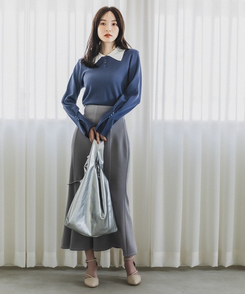 Andemiu（アンデミュウ）の「フロントボタンエリニット189574（ニット/セーター・レディース・ブルー/グレー/ブラック・FREE）」の20枚目の写真