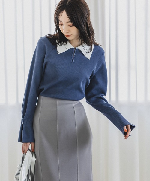 Andemiu（アンデミュウ）の「フロントボタンエリニット189574（ニット/セーター・レディース・ブルー/グレー/ブラック・FREE）」の21枚目の写真