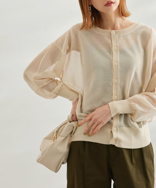 ROPE' PICNIC(ロペピクニック)の「【WEB限定カラー:ピンク】2WAY/シアーカーディガン(カーディガン/ボレロ・レディース・ブラック/オフホワイト/ベージュ/ブルー/ターコイズブルー/ピンク系その他2/オレンジ/イエロー系その他2・38)」の1枚目の写真