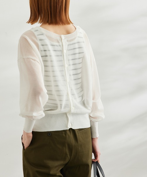 ROPE' PICNIC(ロペピクニック)の「【WEB限定カラー:ピンク】2WAY/シアーカーディガン(カーディガン/ボレロ・レディース・ブラック/オフホワイト/ベージュ/ブルー/ターコイズブルー/ピンク系その他2/オレンジ/イエロー系その他2・38)」の2枚目の写真