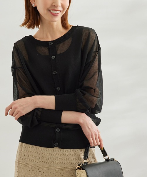 ROPE' PICNIC(ロペピクニック)の「【WEB限定カラー:ピンク】2WAY/シアーカーディガン(カーディガン/ボレロ・レディース・ブラック/オフホワイト/ベージュ/ブルー/ターコイズブルー/ピンク系その他2/オレンジ/イエロー系その他2・38)」の3枚目の写真