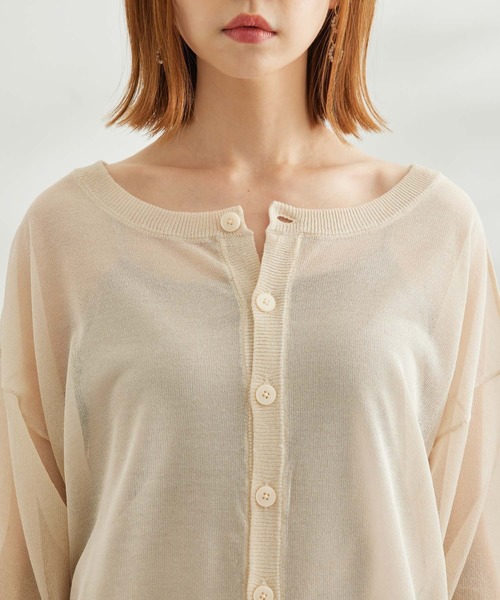 ROPE' PICNIC(ロペピクニック)の「【WEB限定カラー:ピンク】2WAY/シアーカーディガン(カーディガン/ボレロ・レディース・ブラック/オフホワイト/ベージュ/ブルー/ターコイズブルー/ピンク系その他2/オレンジ/イエロー系その他2・38)」の13枚目の写真