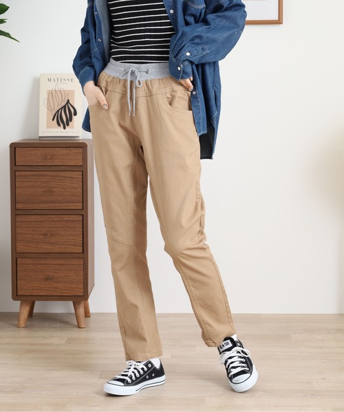 atONE（アットワン）の「atONE ウエストリブツイルサルエルパンツ（その他パンツ・レディース・ブラック/カーキ/ベージュ・M/L/LL/4L/3L）」の9枚目の写真