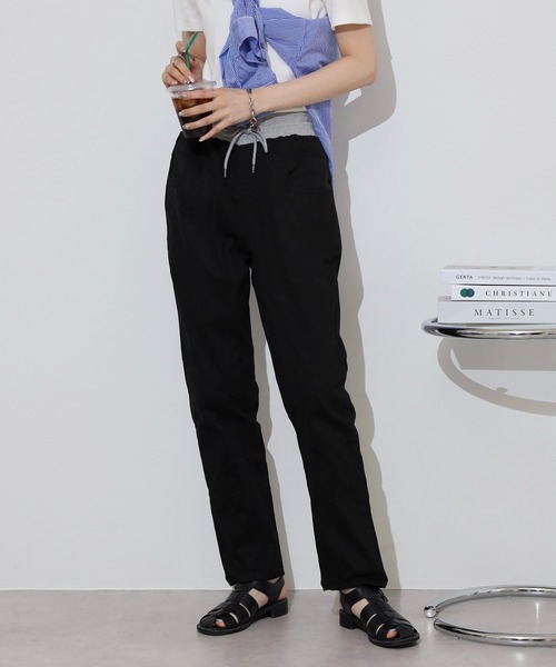 atONE（アットワン）の「atONE ウエストリブツイルサルエルパンツ（その他パンツ・レディース・ブラック/カーキ/ベージュ・M/L/LL/4L/3L）」の4枚目の写真
