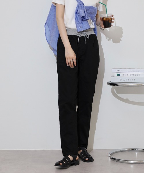 atONE（アットワン）の「atONE ウエストリブツイルサルエルパンツ（その他パンツ・レディース・ブラック/カーキ/ベージュ・M/L/LL/4L/3L）」の5枚目の写真
