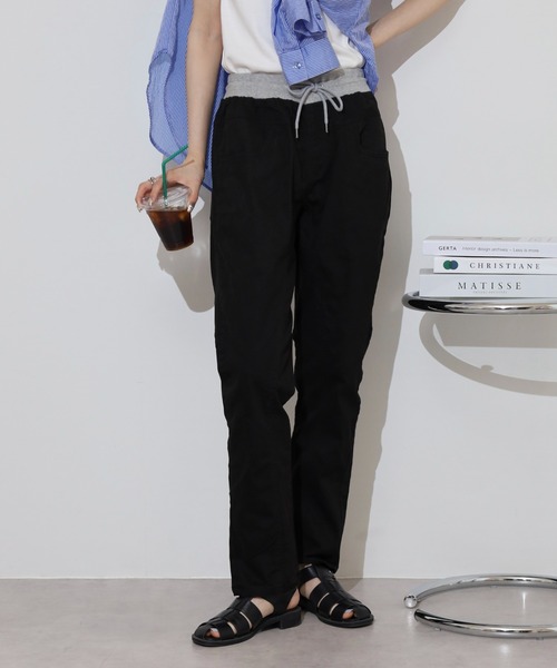 atONE（アットワン）の「atONE ウエストリブツイルサルエルパンツ（その他パンツ・レディース・ブラック/カーキ/ベージュ・M/L/LL/4L/3L）」の7枚目の写真