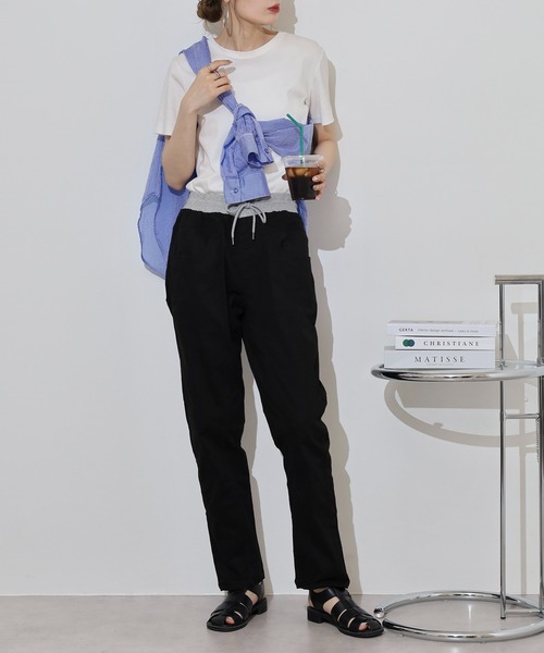 atONE（アットワン）の「atONE ウエストリブツイルサルエルパンツ（その他パンツ・レディース・ブラック/カーキ/ベージュ・M/L/LL/4L/3L）」の8枚目の写真