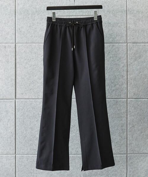 PICONE 黒のストレッチパンツ スリット入り裾 STUDIO PICONE パンツ UV冷感裾スリットパンツ レディース