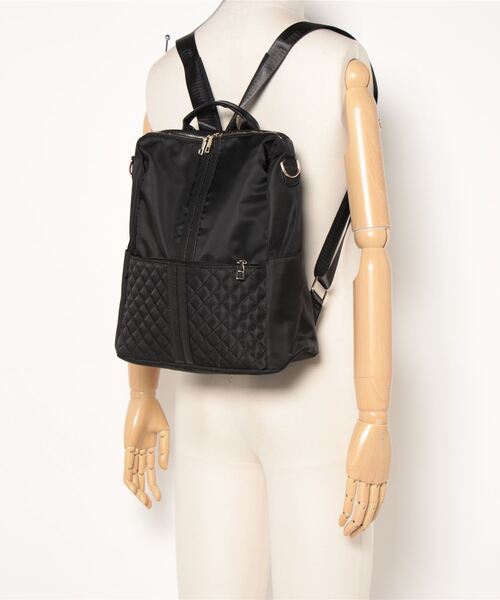 STYLEBLOCK(スタイルブロック)の「キルティングポケット2WAYナイロンリュック(バックパック/リュック・レディース・ブラック/ベージュ/ブラウン・FREE)」の7枚目の写真