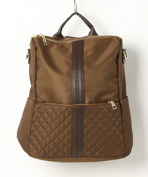 STYLEBLOCK(スタイルブロック)の「キルティングポケット2WAYナイロンリュック(バックパック/リュック・レディース・ブラック/ベージュ/ブラウン・FREE)」の10枚目の写真