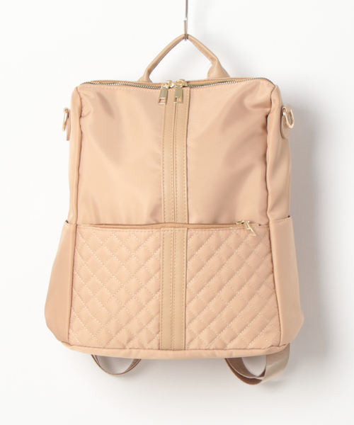 STYLEBLOCK(スタイルブロック)の「キルティングポケット2WAYナイロンリュック(バックパック/リュック・レディース・ブラック/ベージュ/ブラウン・FREE)」の9枚目の写真