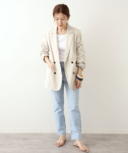 IENA(イエナ)の「テレコオープンネックTシャツ(Tシャツ/カットソー・レディース・ライトグレー/ホワイト/グリーン/ネイビー・FREE)」の6枚目の写真