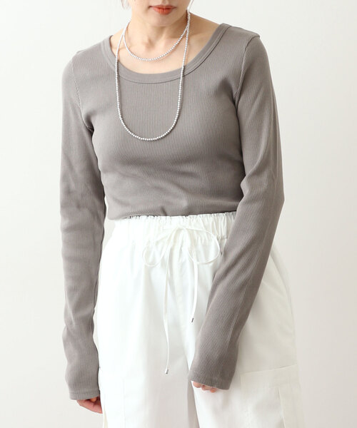 IENA(イエナ)の「テレコオープンネックTシャツ(Tシャツ/カットソー・レディース・ライトグレー/ホワイト/グリーン/ネイビー・FREE)」の16枚目の写真