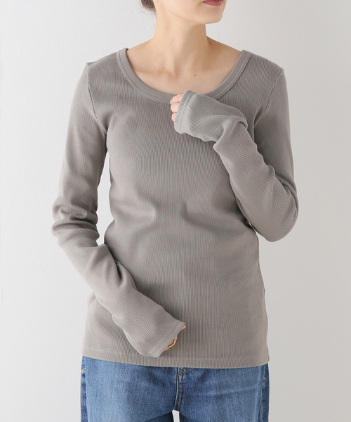 IENA(イエナ)の「テレコオープンネックTシャツ(Tシャツ/カットソー・レディース・ライトグレー/ホワイト/グリーン/ネイビー・FREE)」の14枚目の写真