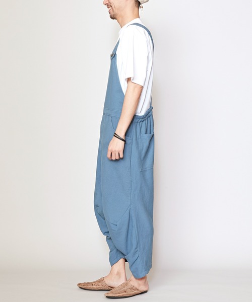 チャイハネ（チャイハネ）の「【チャイハネ】ネパトMEN'Sサロペット（サロペット/オーバーオール・メンズ・ホワイト/ブルー/イエロー・FREE）」の9枚目の写真