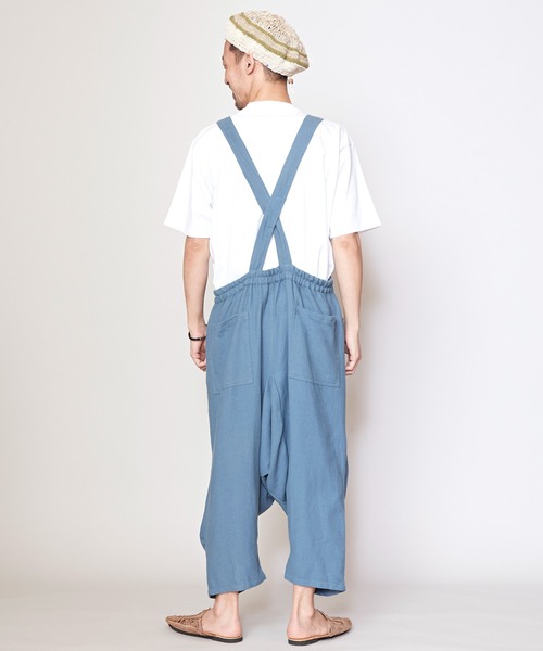 チャイハネ（チャイハネ）の「【チャイハネ】ネパトMEN'Sサロペット（サロペット/オーバーオール・メンズ・ホワイト/ブルー/イエロー・FREE）」の10枚目の写真
