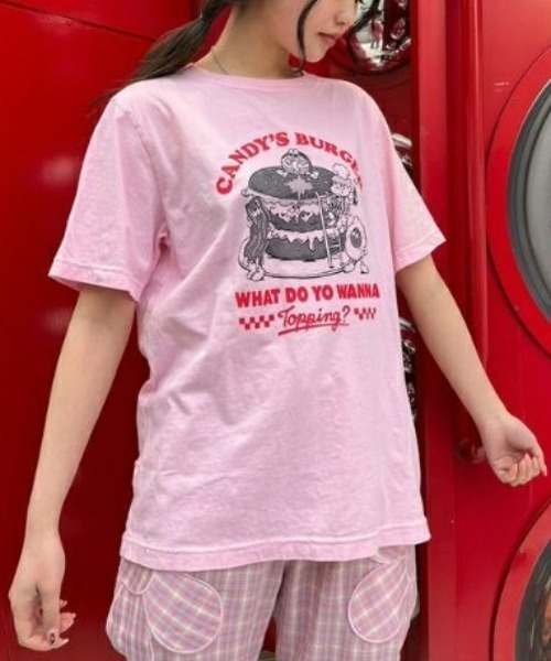 Candy Stripper(キャンディストリッパー)の「CANDY'S BURGER Tシャツ(Tシャツ/カットソー・レディース・ライトピンク/オフホワイト/ライトブルー/ブラック・4/2/3)」の1枚目の写真