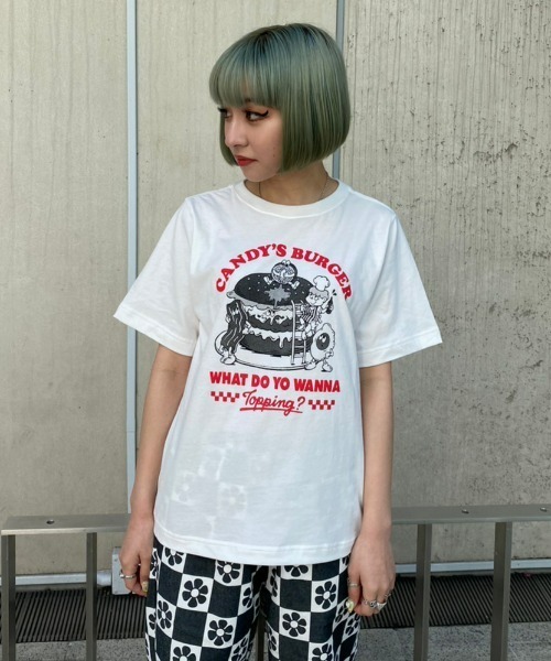 Candy Stripper(キャンディストリッパー)の「CANDY'S BURGER Tシャツ(Tシャツ/カットソー・レディース・ライトピンク/オフホワイト/ライトブルー/ブラック・4/2/3)」の15枚目の写真