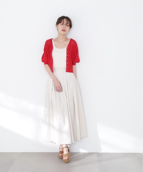 N.（N. Natural Beauty Basic）（エヌエヌナチュラルビューティーベーシック）の「◆ツイスト＆メッシュニットカーディガン（カーディガン/ボレロ・レディース・ネイビー/レッド/オフホワイト・MEDIUM）」の11枚目の写真