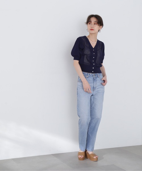 N.（N. Natural Beauty Basic）（エヌエヌナチュラルビューティーベーシック）の「◆ツイスト＆メッシュニットカーディガン（カーディガン/ボレロ・レディース・ネイビー/レッド/オフホワイト・MEDIUM）」の13枚目の写真