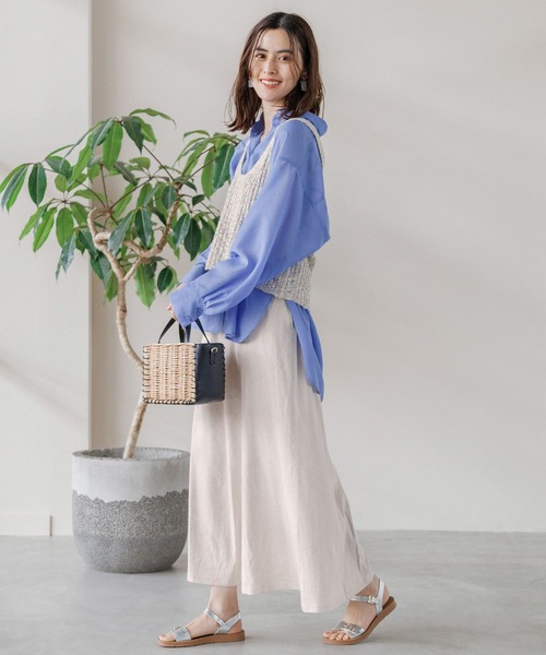 LEPSIM（レプシィム）の「リネンブレンドスカート　163946（スカート・レディース・ブラック/キナリ・LARGE/MEDIUM）」の4枚目の写真