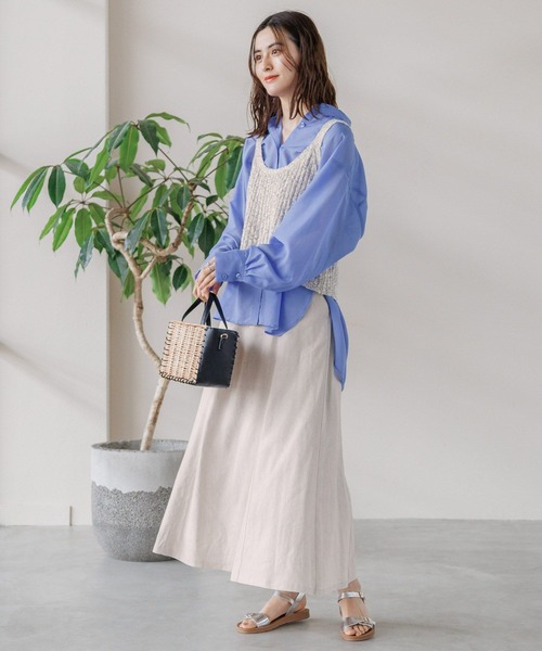 LEPSIM（レプシィム）の「リネンブレンドスカート　163946（スカート・レディース・ブラック/キナリ・LARGE/MEDIUM）」の5枚目の写真