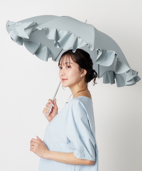 遮光 晴雨兼用日傘 フレアフリル（長傘）｜LANVIN en Bleu（ランバン