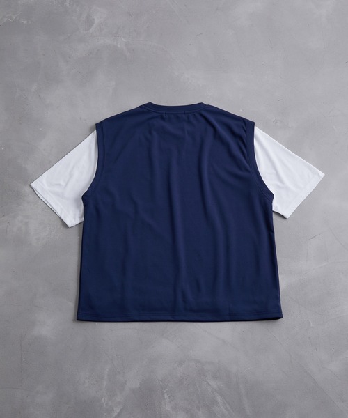 JUNRED（ジュンレッド）の「梨地ベストアンサンブルTシャツ（アンサンブル・メンズ・ネイビー/グレー/グリーン・M/L/LL）」の7枚目の写真