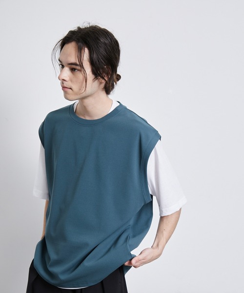 JUNRED（ジュンレッド）の「梨地ベストアンサンブルTシャツ（アンサンブル・メンズ・ネイビー/グレー/グリーン・M/L/LL）」の11枚目の写真
