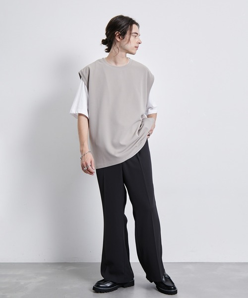 JUNRED（ジュンレッド）の「梨地ベストアンサンブルTシャツ（アンサンブル・メンズ・ネイビー/グレー/グリーン・M/L/LL）」の12枚目の写真