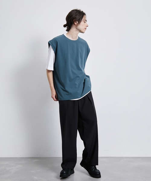 JUNRED（ジュンレッド）の「梨地ベストアンサンブルTシャツ（アンサンブル・メンズ・ネイビー/グレー/グリーン・M/L/LL）」の13枚目の写真