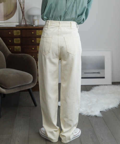 Miniministore（ミニミニストア）の「ウエスト調節ボタン付き ストレートデニム（デニムパンツ・レディース・アイボリー/ブラック・S/M）」の17枚目の写真