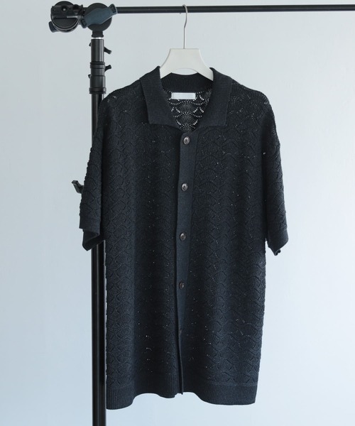 SENSE OF PLACE by URBAN RESEARCH(センスオブプレイスバイアーバンリサーチ)の「『ユニセックス』『洗濯可』レースアミカーディガン(5分袖)(カーディガン/ボレロ・メンズ・チャコールグレー/ブルー/バーガンディー・MEDIUM/LARGE)」の2枚目の写真