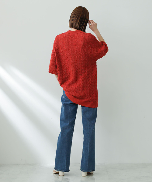 SENSE OF PLACE by URBAN RESEARCH(センスオブプレイスバイアーバンリサーチ)の「『ユニセックス』『洗濯可』レースアミカーディガン(5分袖)(カーディガン/ボレロ・メンズ・チャコールグレー/ブルー/バーガンディー・MEDIUM/LARGE)」の7枚目の写真